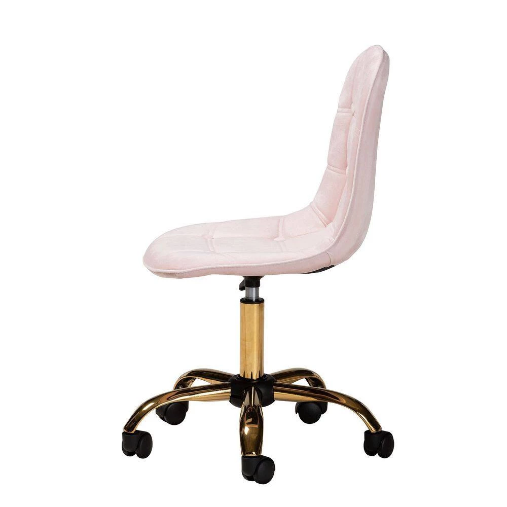 Kabira Blush Pink and Gold Velvet Fabric Seat Task Chair by Baxton Studio - Image 2