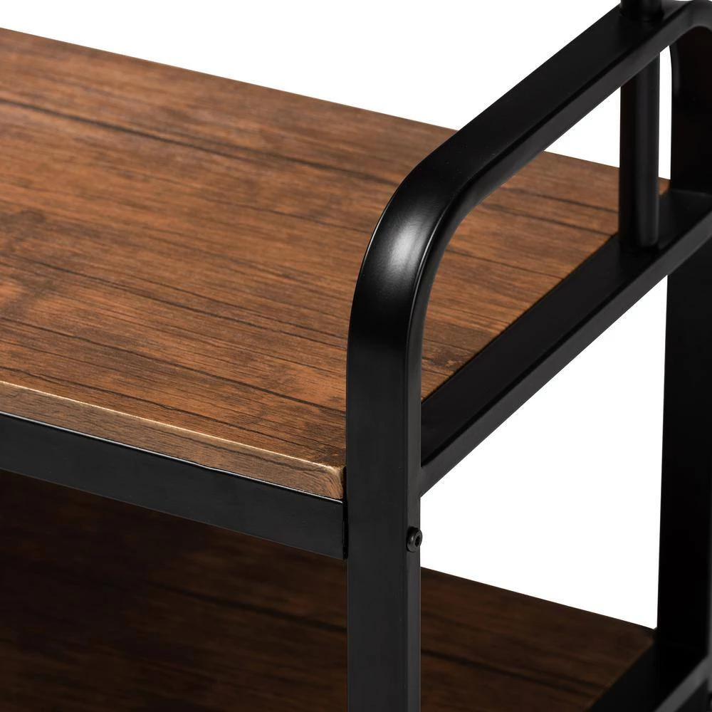 Aislin Brown and Black Coat Rack with Freestanding Shelves by Baxton Studio - Image 5