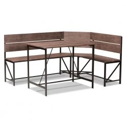 Marston 2-Piece Brown and Black Dining Nook Set by Baxton Studio