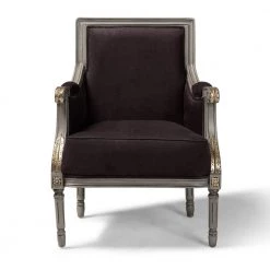 Georgette Brown and Gray Fabric Armchair by Baxton Studio