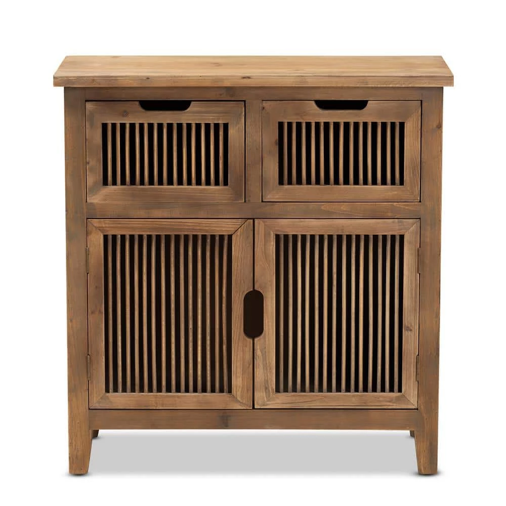 Clement Oak 2-Door and 2-Drawer Accent Storage Cabinet by Baxton Studio - Image 6