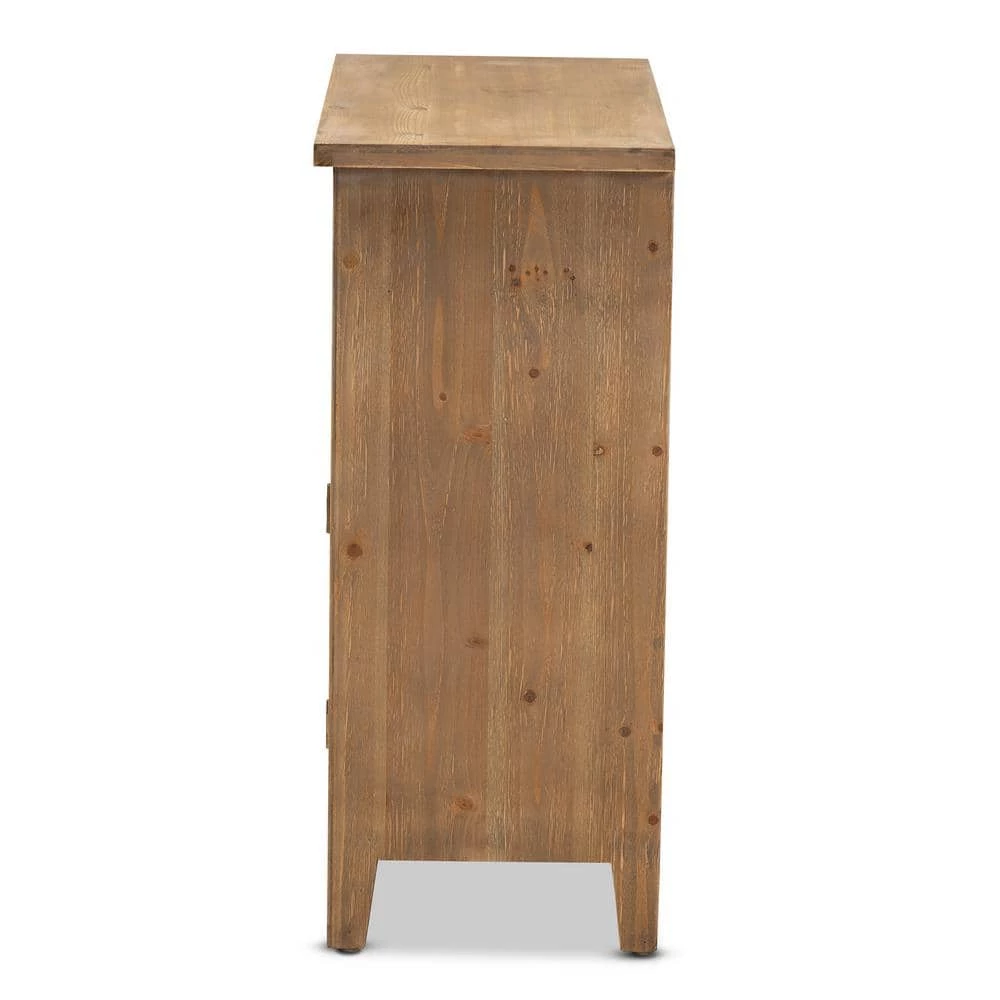 Clement Oak 2-Door and 2-Drawer Accent Storage Cabinet by Baxton Studio - Image 7