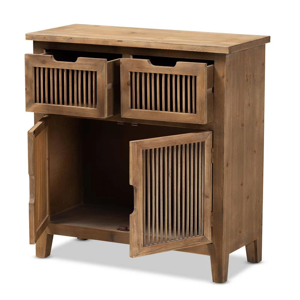 Clement Oak 2-Door and 2-Drawer Accent Storage Cabinet by Baxton Studio - Image 5