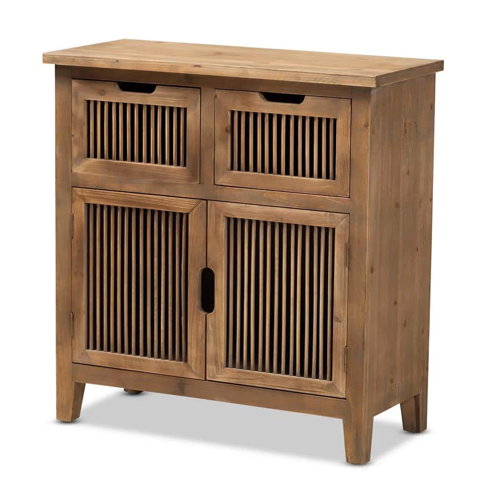 Clement Oak 2-Door and 2-Drawer Accent Storage Cabinet by Baxton Studio