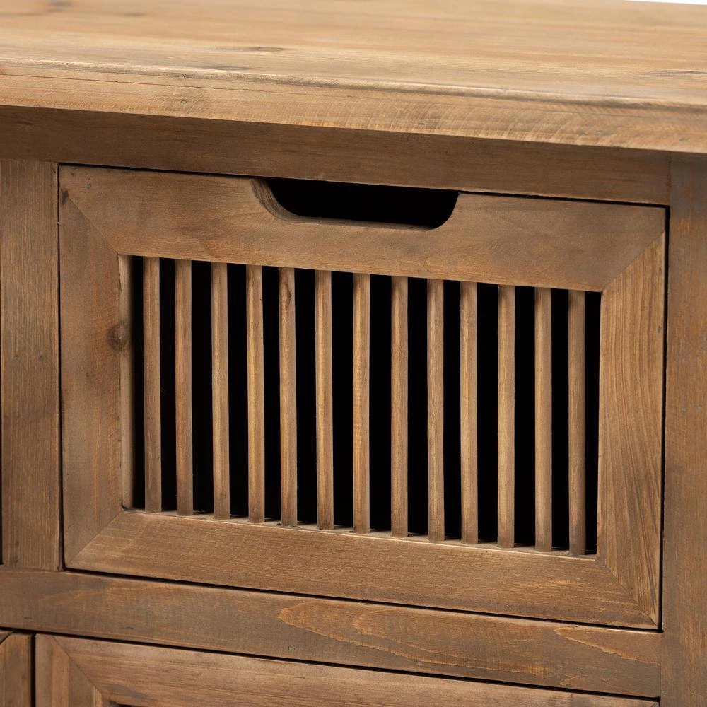 Clement Oak 2-Door and 2-Drawer Accent Storage Cabinet by Baxton Studio - Image 8