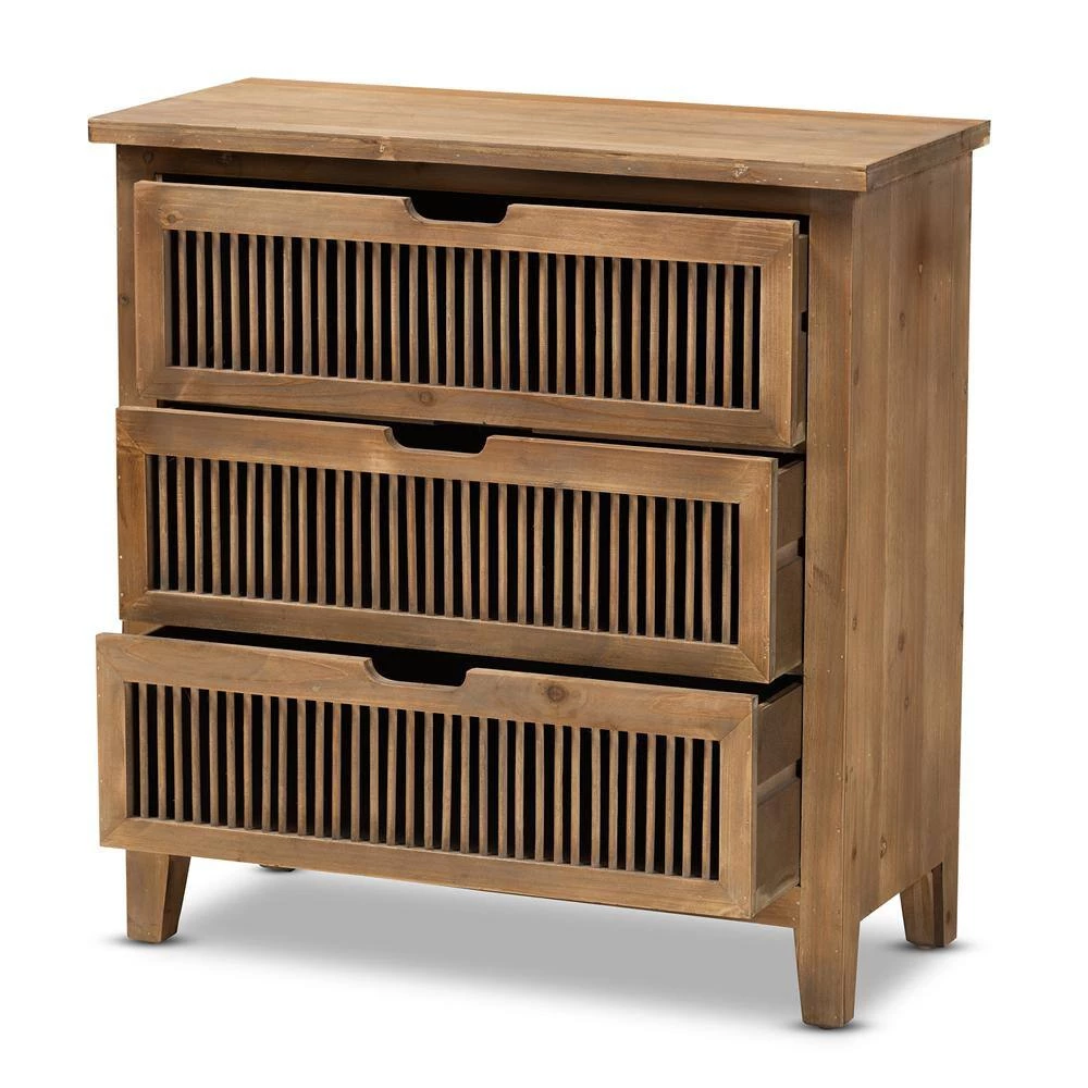 Clement Oak Storage Cabinet by Baxton Studio - Image 3