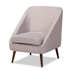 Gia Brown and White Houndstooth Accent Chair by Baxton Studio