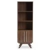 70.83 in. Brown Wood 3-shelf Accent Bookcase with Doors by Baxton Studio