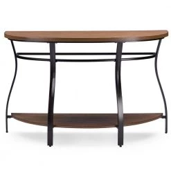 Newcastle 48 in. Brown Standard Half Moon Wood Console Table with Storage by Baxton Studio