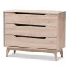 Fella 6-Drawer Light Brown Wood Dresser by Baxton Studio