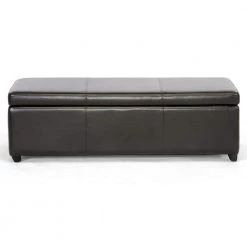 Baxton Traditional Brown Faux Leather Upholstered Storage Ottoman by Baxton Studio