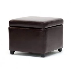 Chris Traditional Brown Leather Upholstered Ottoman by Baxton Studio
