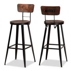 Kenna 30 in. Brown Bar Stools (Set of 2) by Baxton Studio