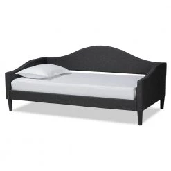 Milligan Charcoal and Dark Brown Full Daybed by Baxton Studio