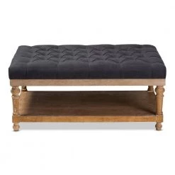Lindsey Charcoal and Greywashed Storage Ottoman by Baxton Studio