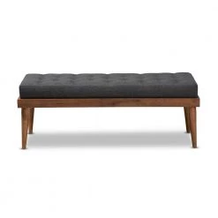 Linus Charcoal and Walnut Bench by Baxton Studio