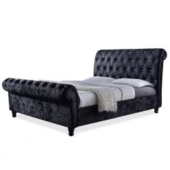 Castello Black Queen Upholstered Bed by Baxton Studio