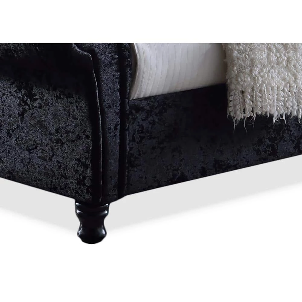 Castello Black Queen Upholstered Bed by Baxton Studio - Image 5