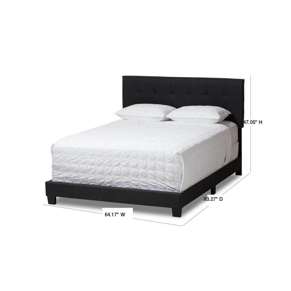 Brookfield Contemporary Dark Gray Fabric Upholstered Queen Size Bed by Baxton Studio - Image 3