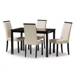Daveney 5-Piece Cream Dining Set by Baxton Studio
