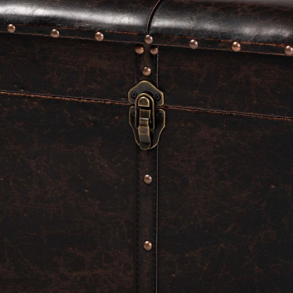 Janna Dark Brown and Oak Brown Storage Ottoman by Baxton Studio - Image 5