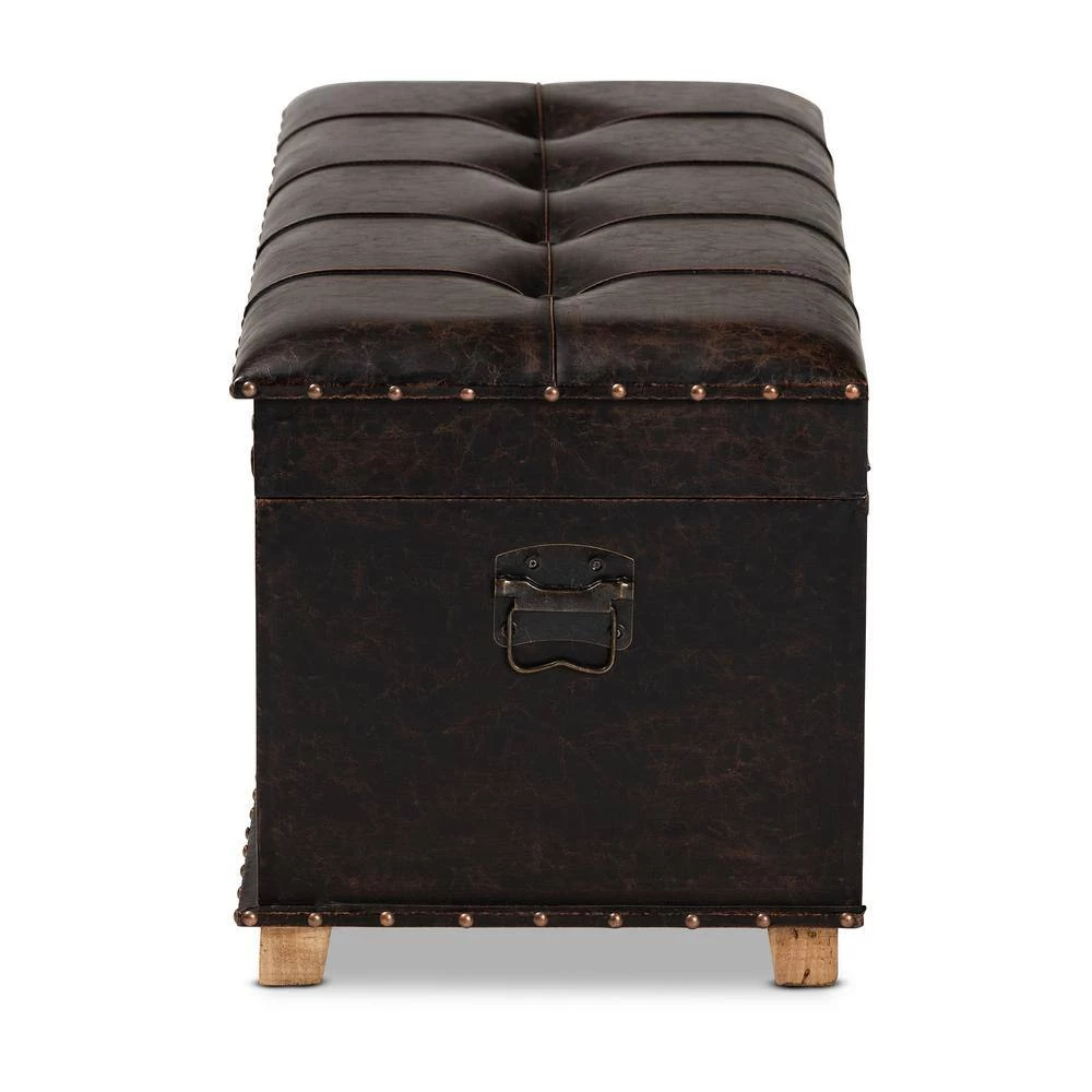 Janna Dark Brown and Oak Brown Storage Ottoman by Baxton Studio - Image 4