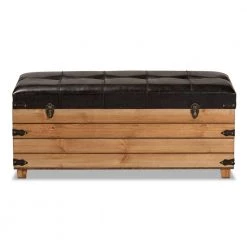 Edmund Dark Brown and Oak Brown Storage Ottoman by Baxton Studio