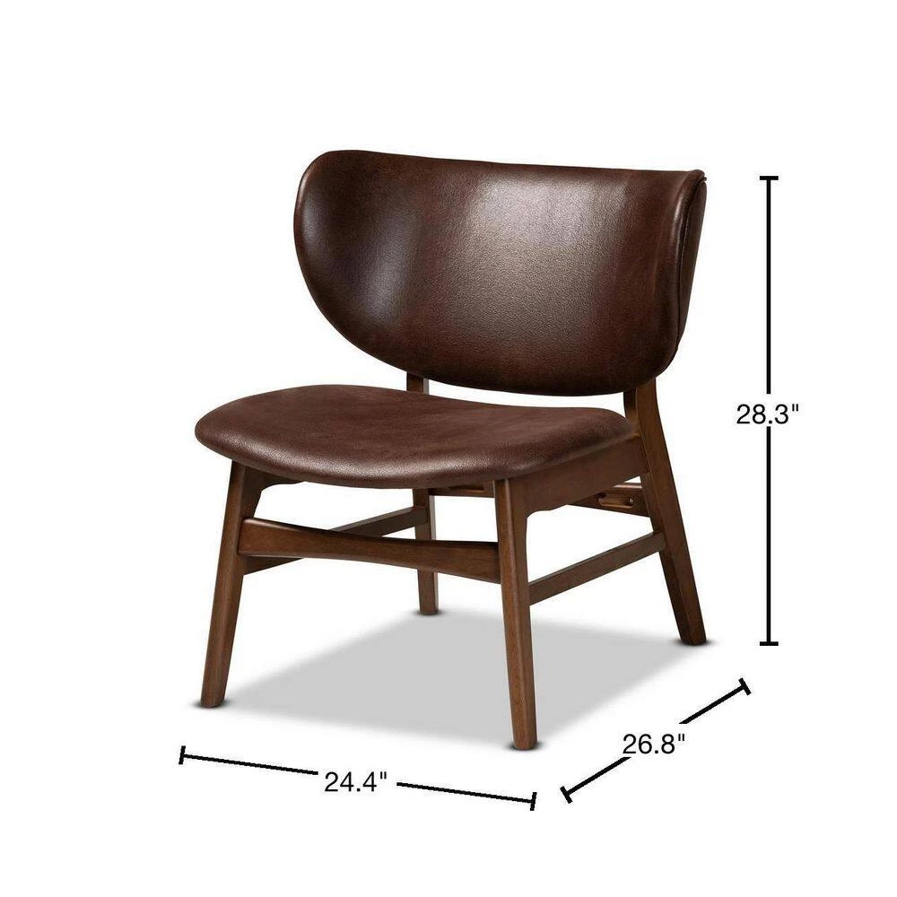 Marcos Dark Brown and Walnut Brown Accent Chair by Baxton Studio - Image 3