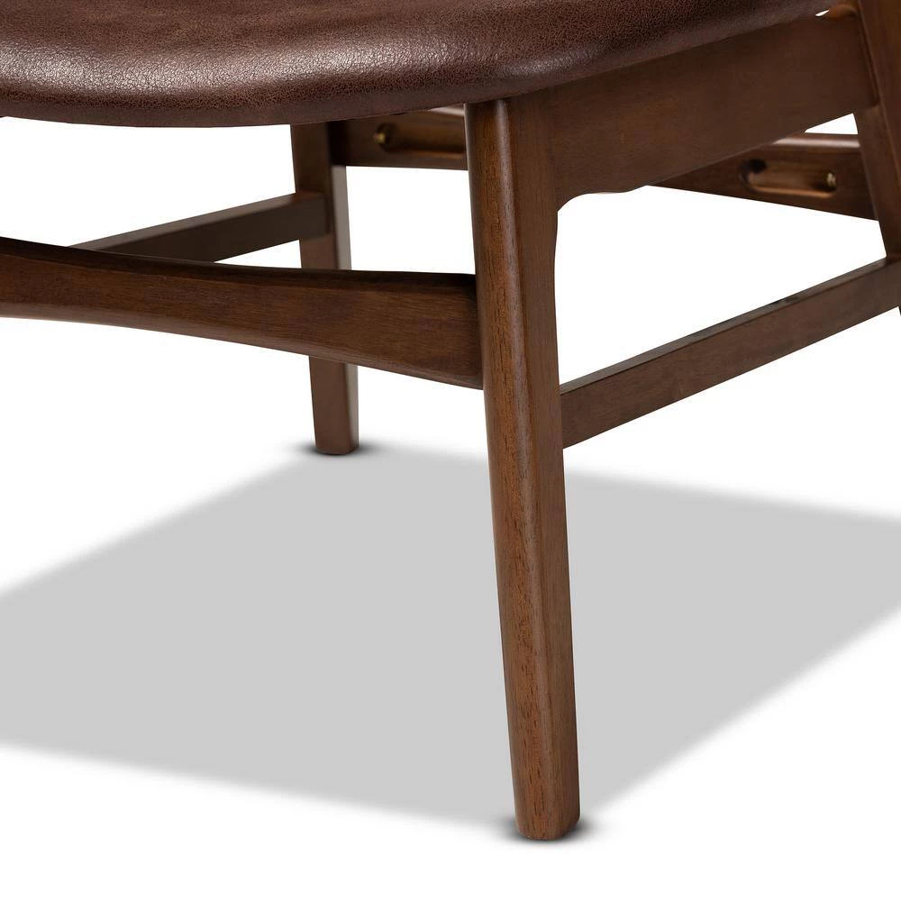 Marcos Dark Brown and Walnut Brown Accent Chair by Baxton Studio - Image 7