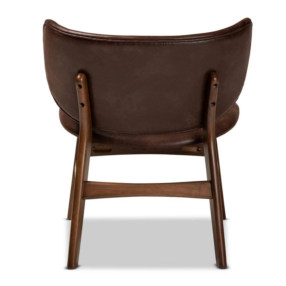 Marcos Dark Brown and Walnut Brown Accent Chair by Baxton Studio - Image 5