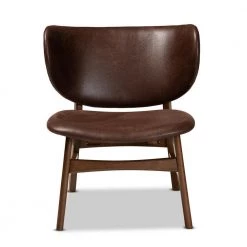 Marcos Dark Brown and Walnut Brown Accent Chair by Baxton Studio