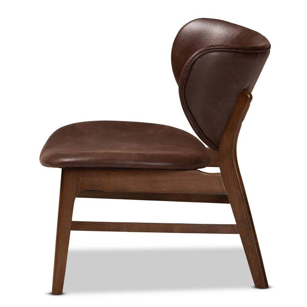 Marcos Dark Brown and Walnut Brown Accent Chair by Baxton Studio - Image 4