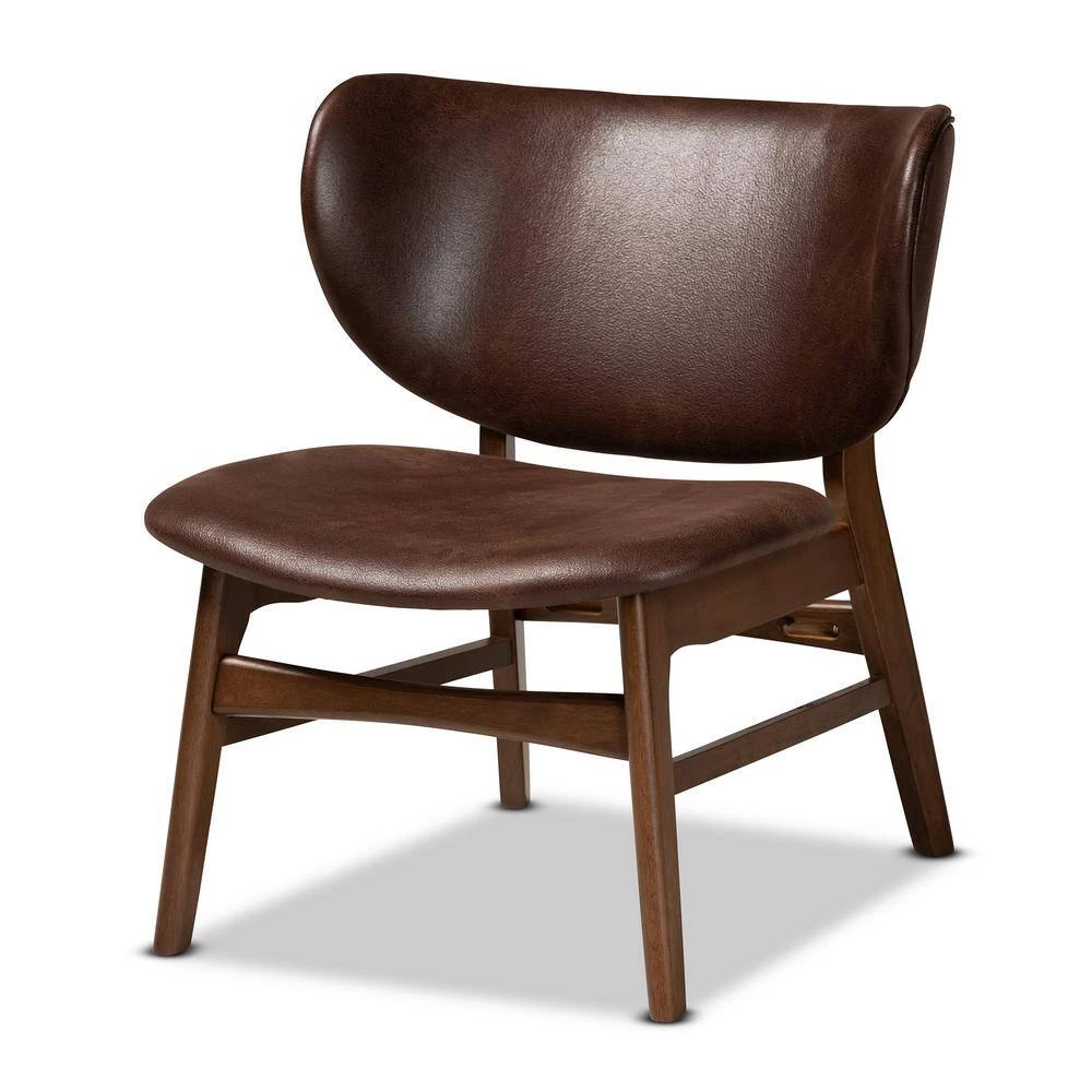 Marcos Dark Brown and Walnut Brown Accent Chair by Baxton Studio - Image 2