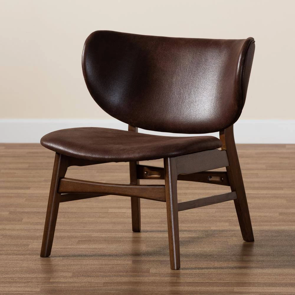 Marcos Dark Brown and Walnut Brown Accent Chair by Baxton Studio - Image 8