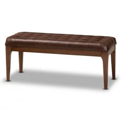 Walsh Dark Brown and Walnut Brown Dining Bench (17.7 in. H x 41.5 in. W 16.1 in. D) by Baxton Studio