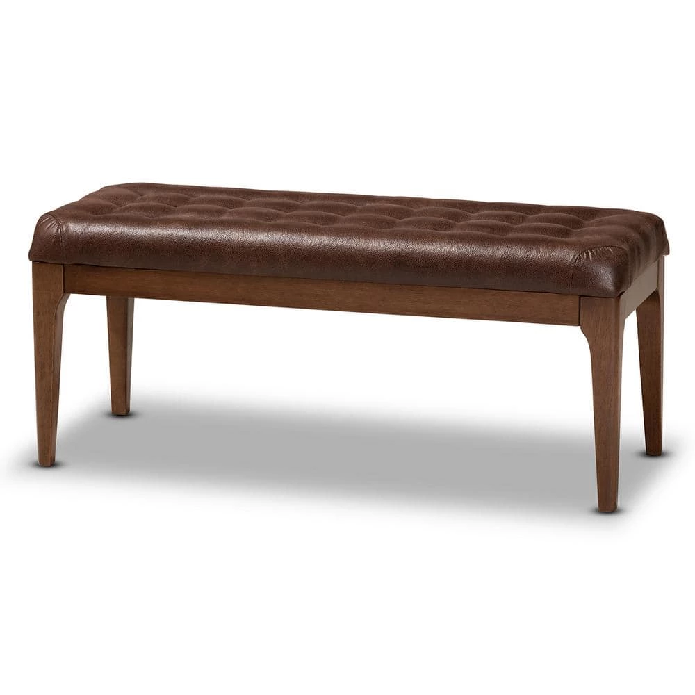 Walsh Dark Brown and Walnut Brown Dining Bench (17.7 in. H x 41.5 in. W 16.1 in. D) by Baxton Studio
