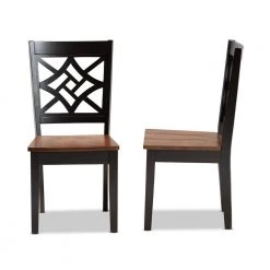 Nicolette Dark Brown and Walnut Brown Dining Chair (Set of 2) by Baxton Studio