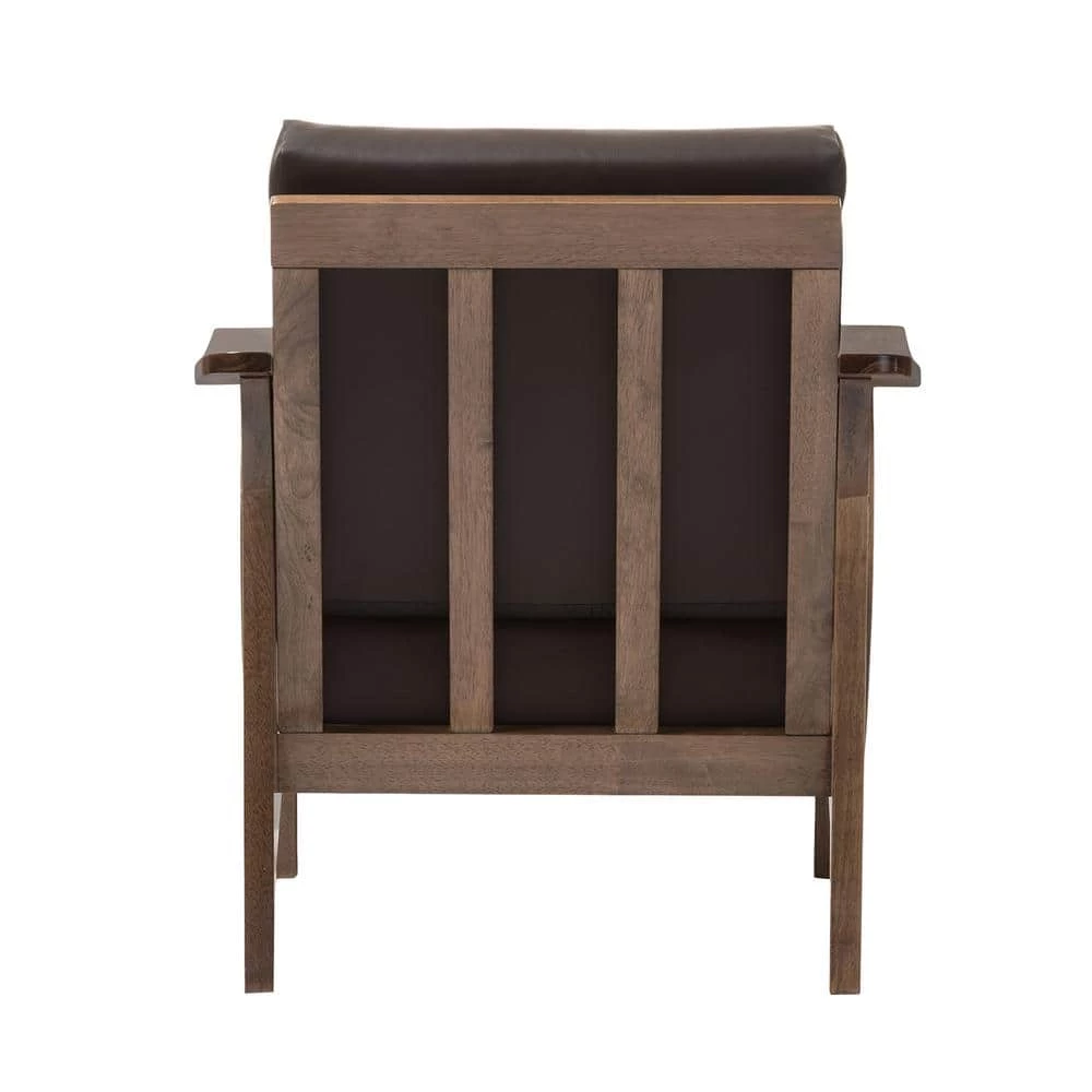 Pierce Dark Brown Faux Leather Upholstered Accent Chair by Baxton Studio - Image 7