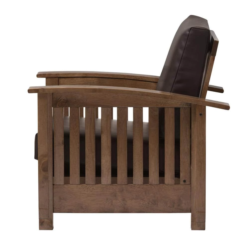 Charlotte Dark Brown Faux Leather Upholstered Accent Chair by Baxton Studio - Image 6