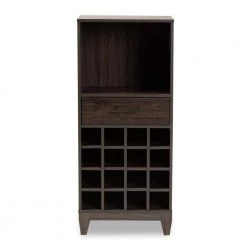 Trenton 16-Bottle Dark Brown Wine Cabinet by Baxton Studio