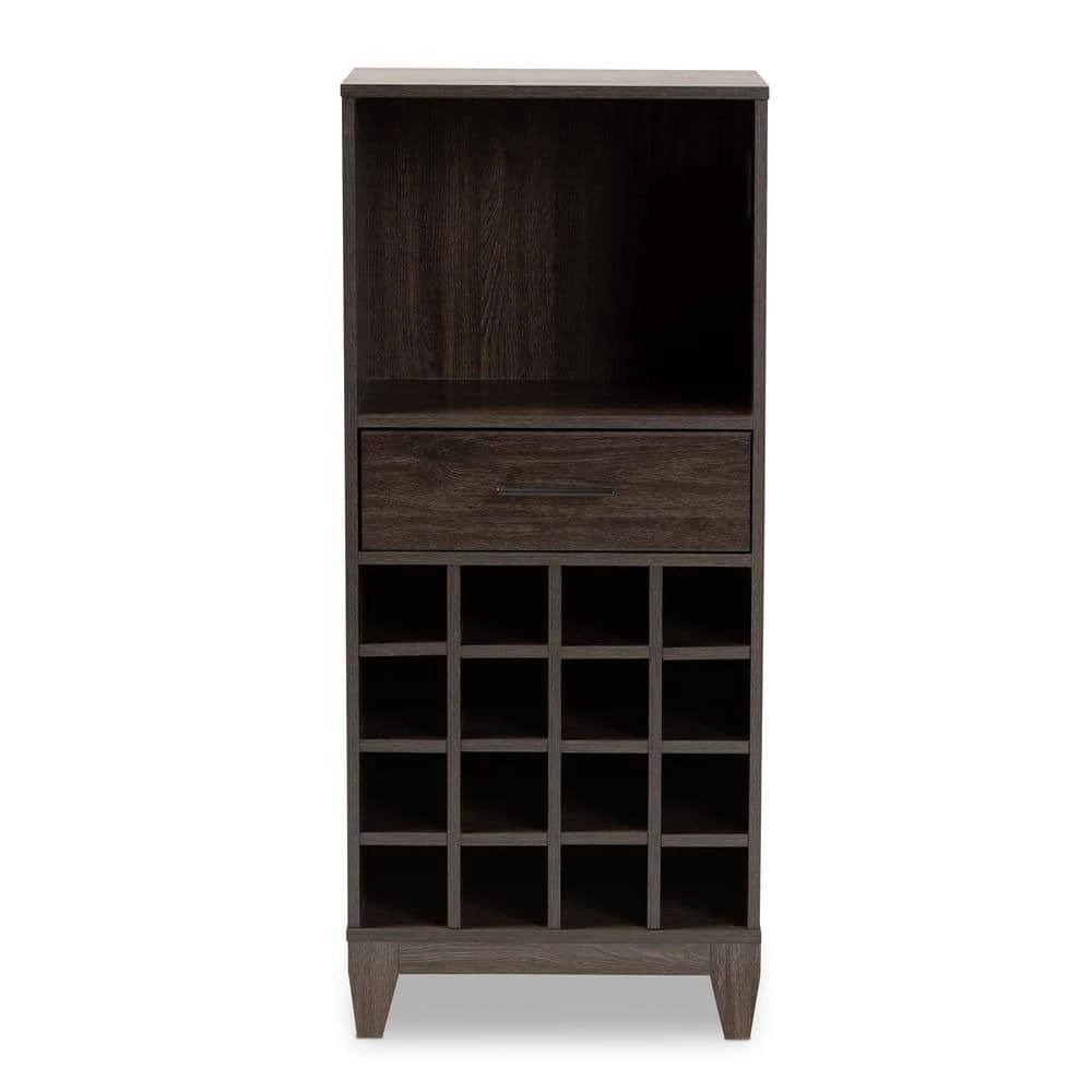 Trenton 16-Bottle Dark Brown Wine Cabinet by Baxton Studio