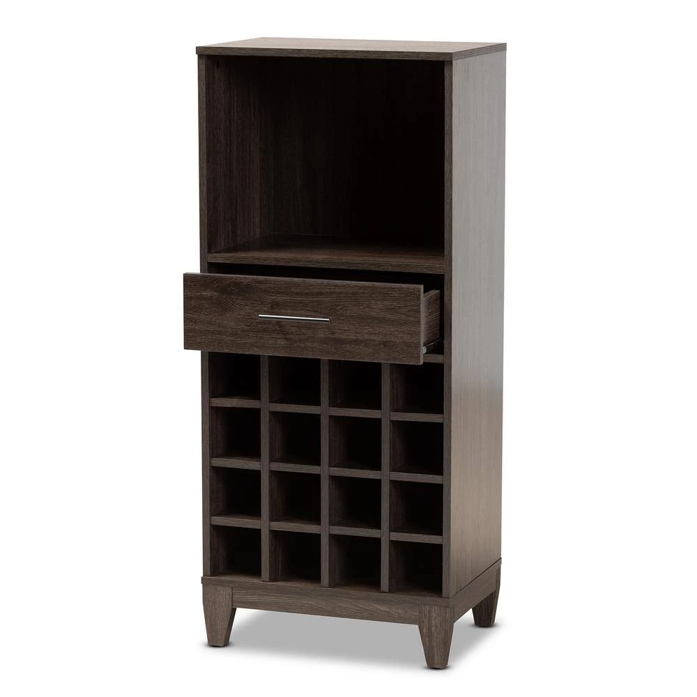 Trenton 16-Bottle Dark Brown Wine Cabinet by Baxton Studio - Image 3