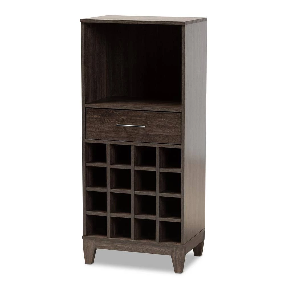 Trenton 16-Bottle Dark Brown Wine Cabinet by Baxton Studio - Image 2