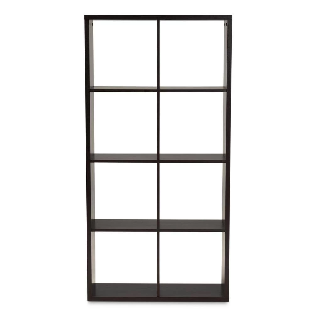 62.17 in. Dark Brown Wood 8-shelf Standard Bookcase with Open Back by Baxton Studio - Image 5