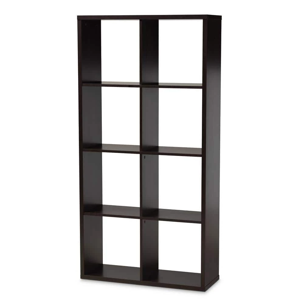 62.17 in. Dark Brown Wood 8-shelf Standard Bookcase with Open Back by Baxton Studio