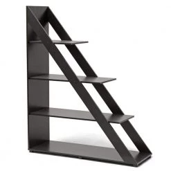 59 in. Dark Brown Wood 4-shelf Ladder Bookcase with Open Back by Baxton Studio