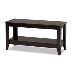 Elada 40 in. Dark Brown Medium Rectangle Wood Coffee Table with Shelf by Baxton Studio