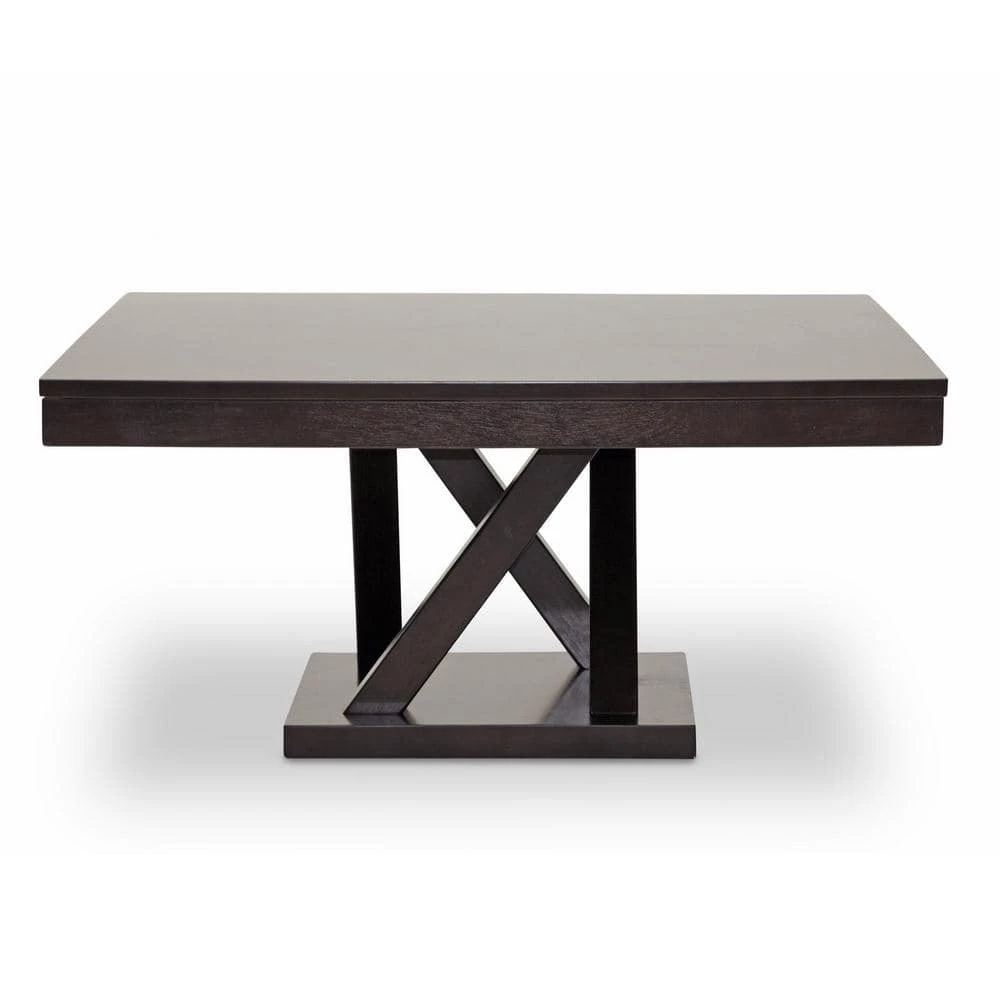 Everdon 36 in. Dark Brown Medium Square Wood Coffee Table with Pedestal Base by Baxton Studio