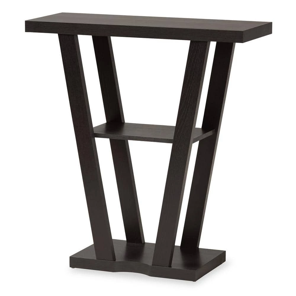 Boone 31.1 in. Rectangle Dark Brown Wood Console Table by Baxton Studio