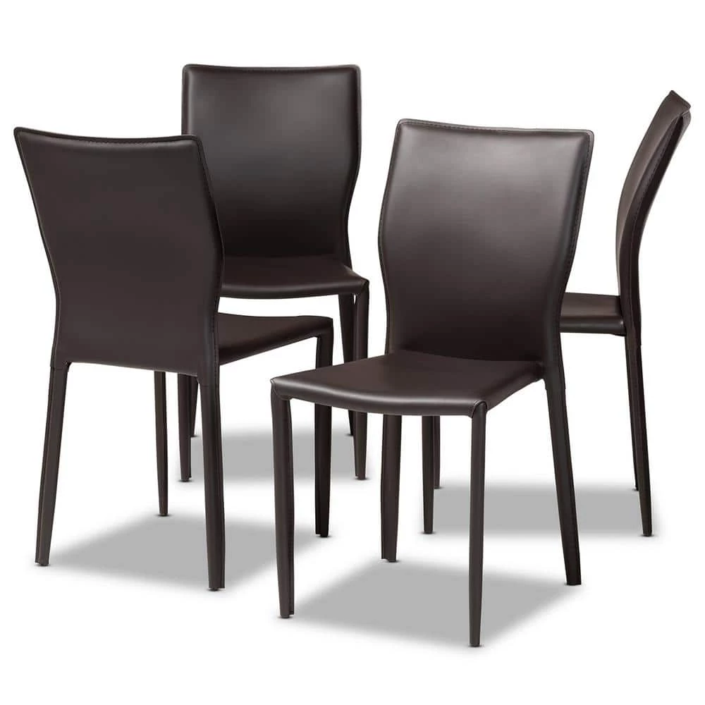 Heidi Dark Brown Faux Leather Dining Chair (Set of 4) by Baxton Studio